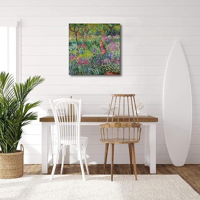Wieco Art Canvas Print Wall Art The Iris Garden at Giverny,1899-1900 by Claude Monet Impressionism Art Print Picture Artwork for Living Room Bedroom Home Kitchen Decorations