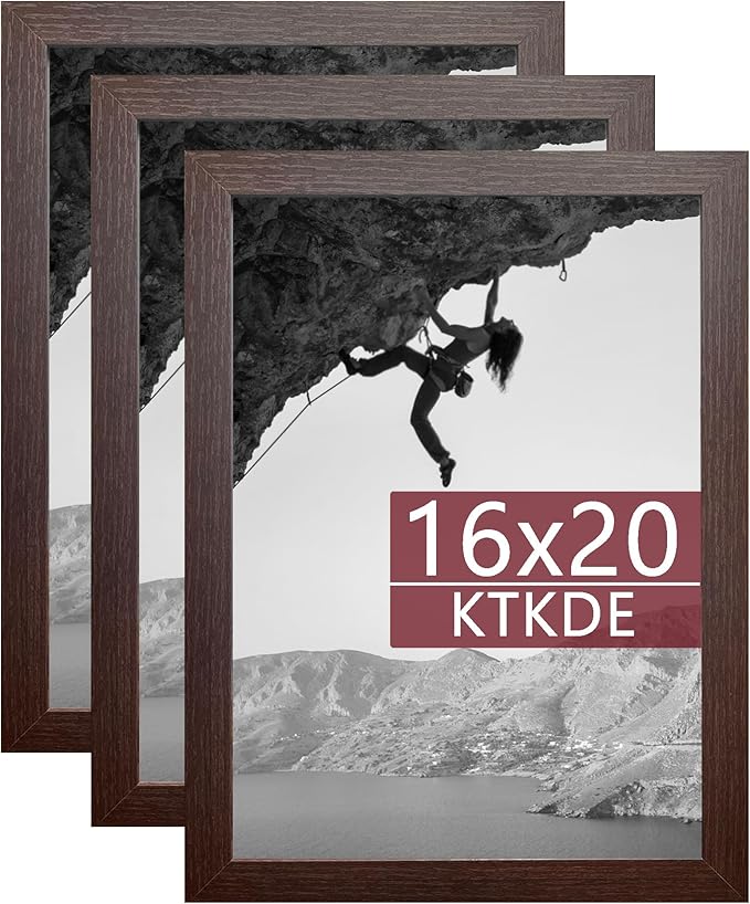 KTKDE 16x20 Picture Frame Set of 3, wooden Poster Frames with Polished Plexiglass, Wall Gallery Decorating for Minimalist Style Suitable,Any style Best gift