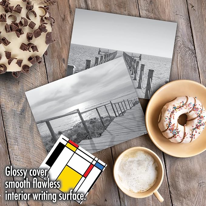 The Best Card Company - 10 Blank Note Cards with Envelopes (4 x 5.12 Inch) - Black & White Photos, Bulk Boxed Set - Slip Notes M6453OCB