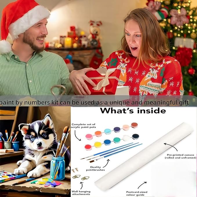 BYGFHLYW Dog Paint by Numbers Kit for Adults Beginners, Animal Theme Easy Adult Paint by Number Kits On Canvas, DIY Acrylic Watercolor Oil Paint by Number for Adults for Home Wall Decor 16X20 Inch