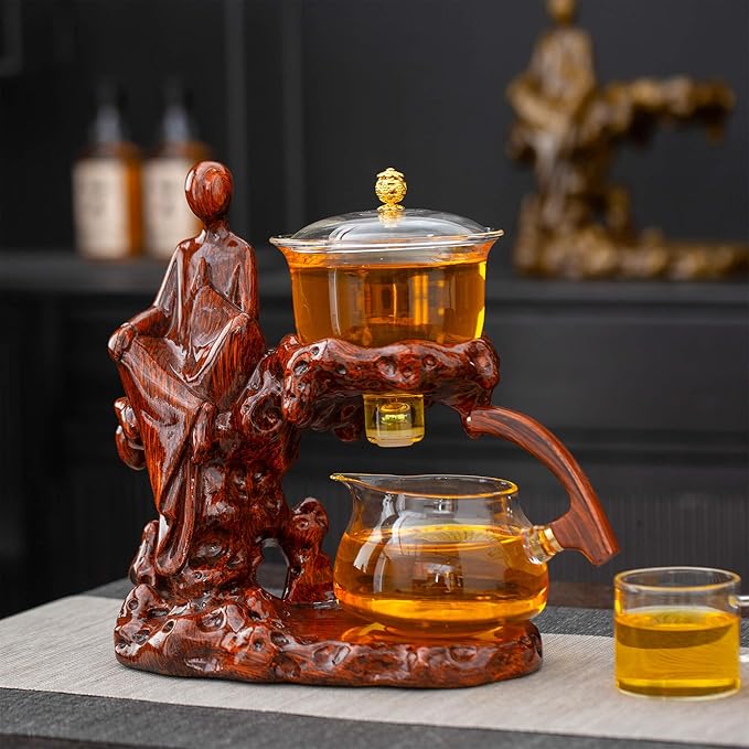 Kungfu Tea Sets Semi Automatic Glass Teapot Set (Meditation-red)
