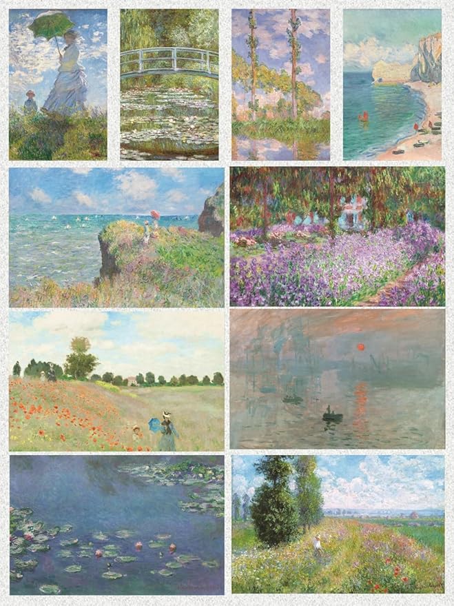 MINI ZOZI Claude Monet Famous Art Prints And Posters 20PCS 11X17 Paintings Fine Art Impressionist Renaissance Aesthetic Romanticism Big Poster Wall Painting Classroom Room Decor Classical Artist Artwork Pack