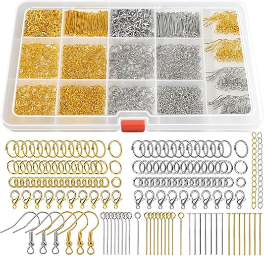 LEOBRO 1200PCS Jewelry Making Supplies, Jump Rings for Jewelry Making, with Earring Hooks Earring Findings, Lobster Claw Clasps and Necklace Extenders