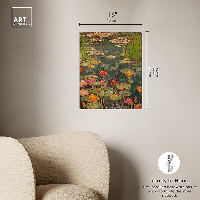 Art Remedy Afternoon Visit Gallery Wrapped Impressionism 1 Piece Canvas Wall Art/Monet And Van Gogh Inspired Art, 16" x 20", Gallery Wrapped