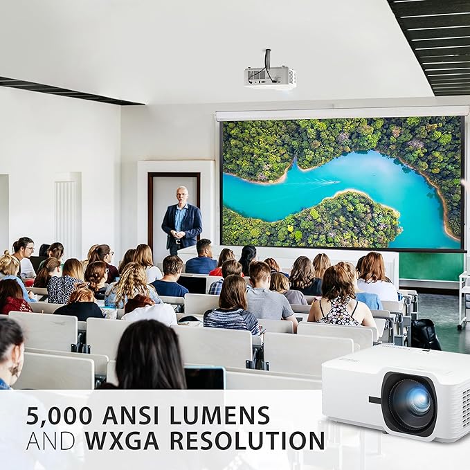 ViewSonic LS740W 5000 Lumens WXGA Laser Projector with 1.3x Optical Zoom, H/V Keystrone, 360 Degrees Projection for Auditorium, Conference Room, and Education