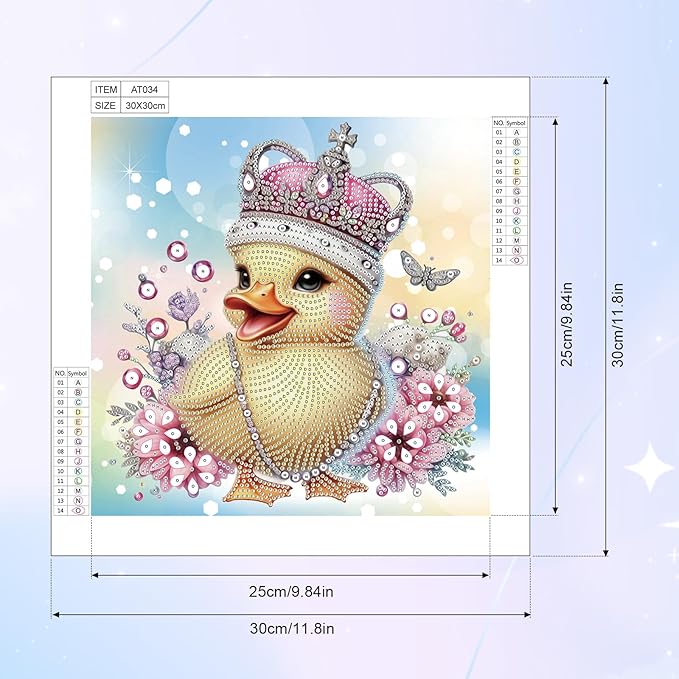 Tontut Duckling Diamond Art Painting Kits, 5D Special Shape Beginner Crystal Diamond Art Painting for Home Wall Decor Gifts 12×12 inch