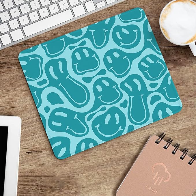 Seorsok Square Mouse Pad Cute Retro Smiley Hippie,Office Home Personalized Premium-Textured Mouse Mat Design,Waterproof Mousepad,Non-Slip Rubber Base Computer Mouse Pads for Wireless Mouse