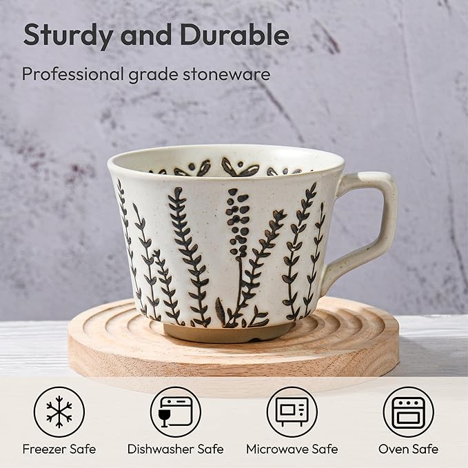 Ceramic Coffee Mug, 12 oz Novelty Unique Teacup with Handle, Stoneware Cup for Tea Mocha Latte Cappuccino Espresso (Butterfly)