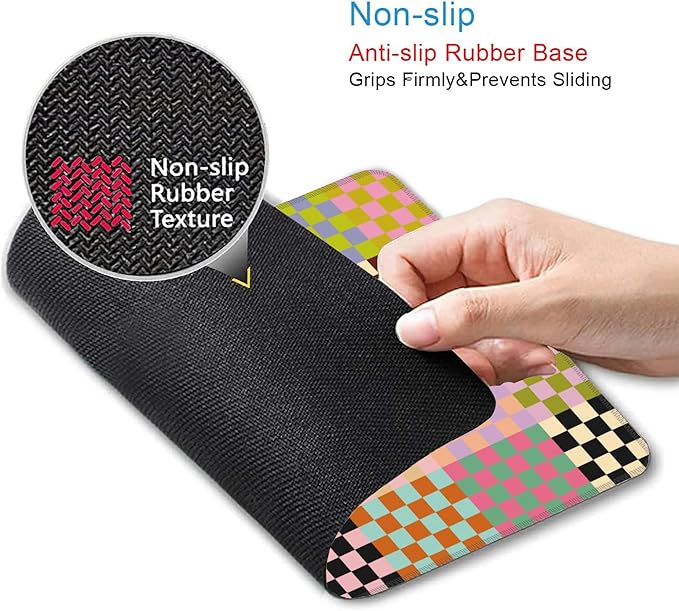 Mouse Pad, Retro Colored Checkered Mouse Pads for Desk,Waterproof Anti-Slip Rubber Gaming Mouse pad with Stitched Edges for Gaming Office Laptop Computer Men Women