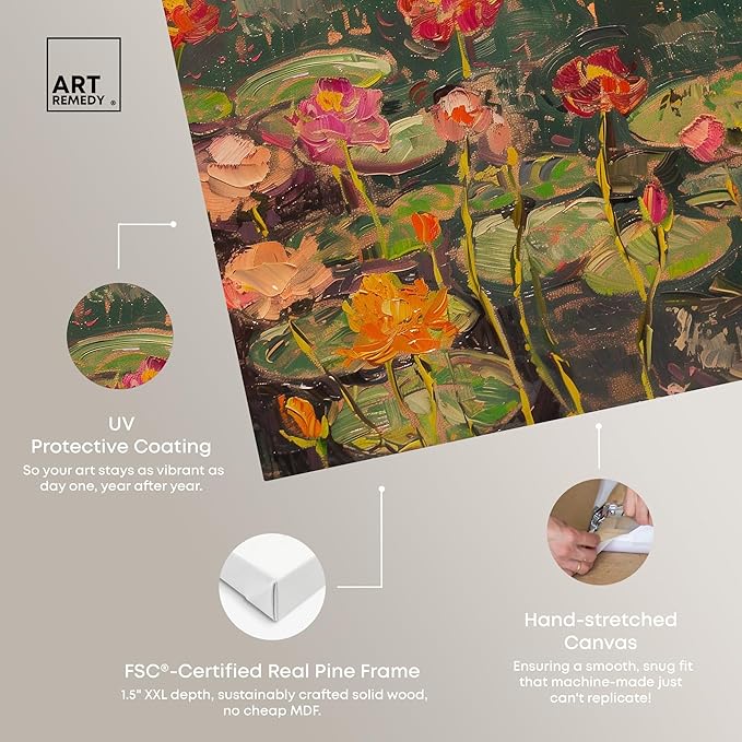 Art Remedy Afternoon Visit Gallery Wrapped Impressionism 1 Piece Canvas Wall Art/Monet And Van Gogh Inspired Art, 16" x 20", Gallery Wrapped