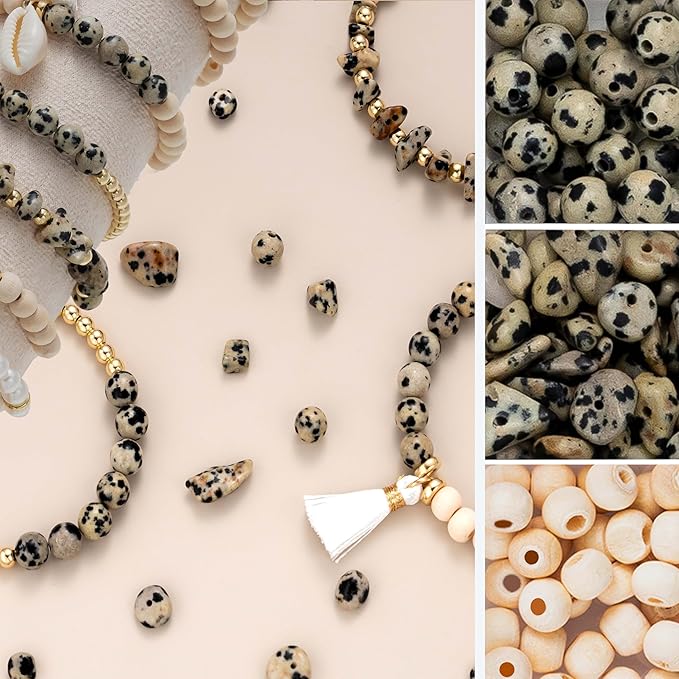 Xylise Jewelry Making Supplies Kit Natural Stone Beads for Irregular Natural Stone with for DIY Craft Bracelet Necklace Earrings for Adults (Variegated)