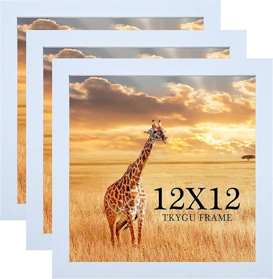12x12 Picture Frame Set of 3, white Wooden Frame 12by12 Square Wall Gallery Poster Photo frame with Durable Shatter Resistant Plexiglass for Wall Hanging best gift