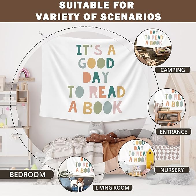 XLDLIOO Boho Classroom Wall Tapestry, It's a Good Day to Read Books Wall Tapestry Hanging for Library, Boho Tapestries Decor Art for Reading Room Corner Nook Classroom 40x30in