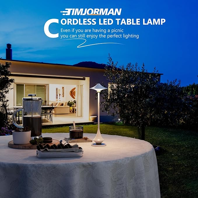Modern Minimalist Cordless Table Lamp,Rechargeable,Aluminum Alloy Body for Living Room/Bedroom/Kitchen/Outside（White 1Pack）