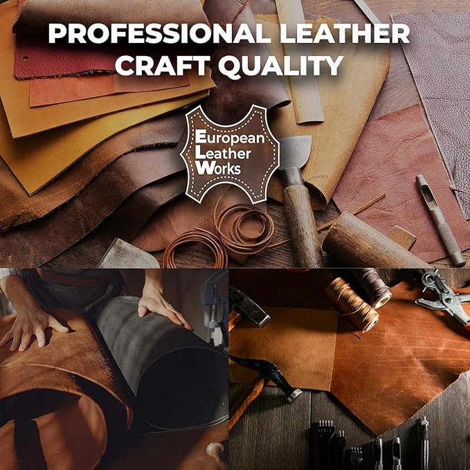 ELW Vegetable Tanned Leather Scraps | 2-6 oz Light Weight | Size: 1 LB | Genuine Cowhide Full Grain Leather Remnants for DIY, Crafting, Leatherworking, Tooling | Natural Veg Tanned - Lightweight