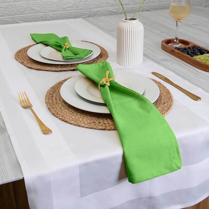 Blue Needles Solid Cloth Napkins Set of 12 Apple Green 100% Cotton Dinner Napkins 18x18 inches, Soft, Reusable, Absorbent, Washable Linen, Ideal for Christmas Events, Parties & Everyday Use