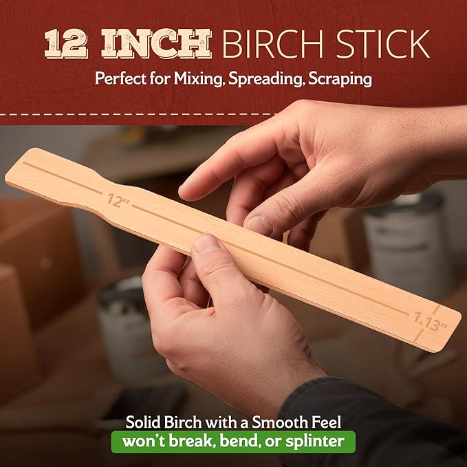 Henry Bukke's Best Birch Paint Sticks, 1000 Bulk Pack, 12 Inch – Clean & Smooth for Automotive, Industrial, Beauty, Art & Craft Projects, Made in USA