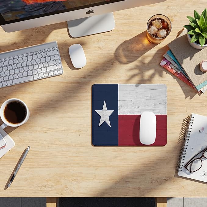 Texas Flag Mouse Pad, Lone Star State Flag Mouse Pads Mousepad for Desk Home Office Dorm Computers Laptop, Western Gift Office Supplies Desk Accessories, 9.5x7.9 Inch