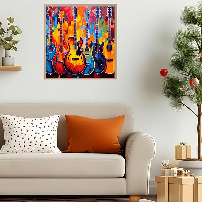 Painting by Numbers Kit for Adults Beginner,Guitar Dream Color by Numbers for Adults,Adult Paint by Number Kits on Canvas,Paint by Numbers Easy Oil Painting for Home Wall Decor 15.7X19.7 Inch