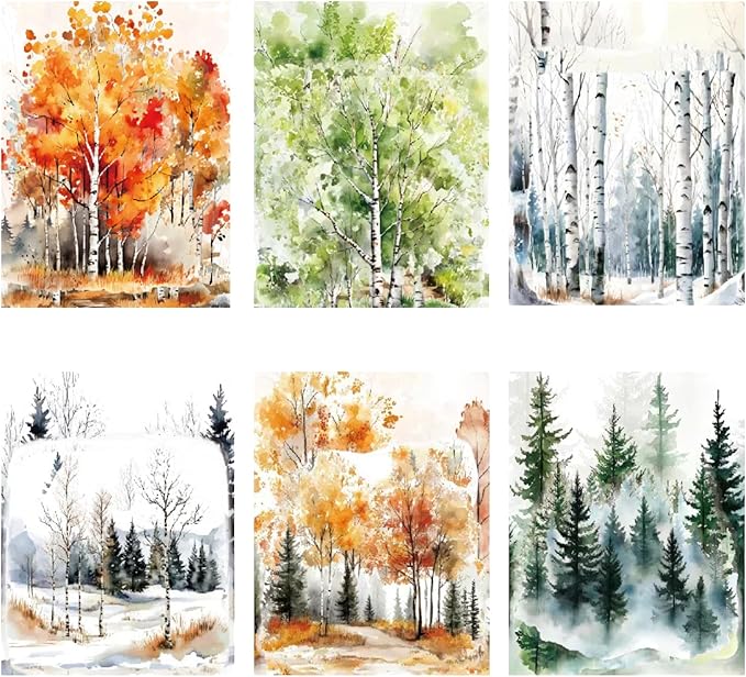 120 Pieces Botanical Tree-Themed PET Sticker, Christmas Tree Pine Tree Forest Scenery Stickers for Scrapbooking, Journaling, Creative Journal Supplies, and DIY Crafts