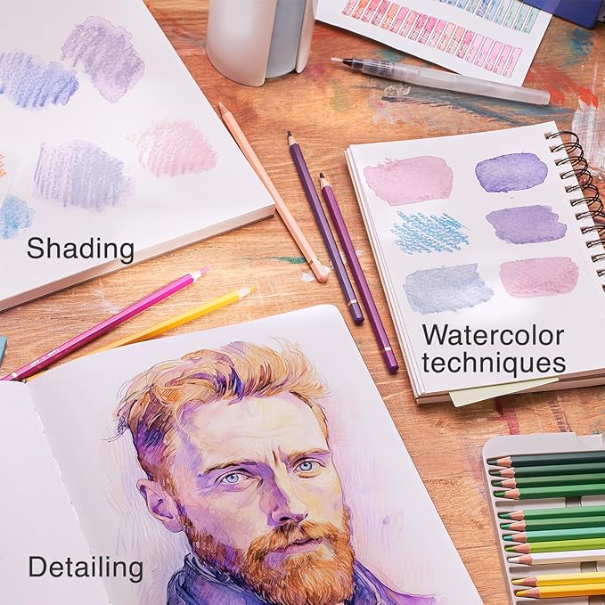 ARTISTIC EYE Premium Watercolor Pencils | Set of 72, Quality 3.5mm Soft Core Leads, Water-Soluble Pencils, Perfect for Beginner & Advanced Artists