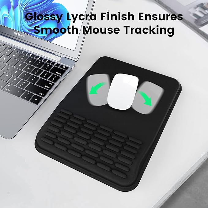 MEKASS Mouse Pad with Wrist Rest, Ergonomic Slope Mousepad for Carpal Tunnel Pain Relief, Memory Foam Desk Computer Wrist Support Mouse Pad with Non-Slip PU Base for Office Home (Beach)