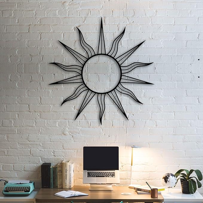 Minimalist Sun Metal Wall Art, Wacky Sun Decor, Patio And Garden Decoration, Modern Boho Wall Art for Living Room or Bedroom, Comtemporary & Unique Home Gift