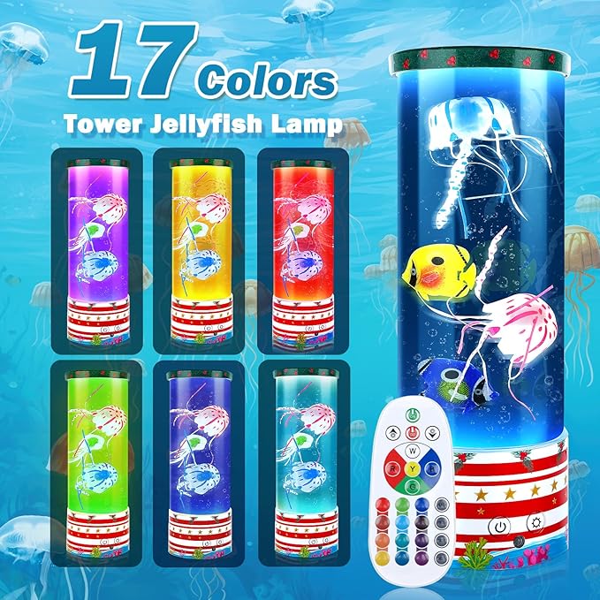 Jellyfish Lamp Night Light Christmas Gifts, Table Lamp for Room Mood Light, Relaxation and Sleep, Birthday Gifts for Women, Kids, Girls and Men, Jelly Fish Tank for Birthdays and Holiday