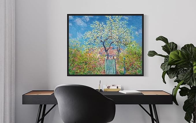 Poirier En Fleurs Claude Monet Wall Art Print Poster, Impressionist Painting Wall Art Wall Decor, for Bedroom and Living room Bathroom Decor 115 (Poirier En Fleurs, 8 x 10 inches, Black Frame)