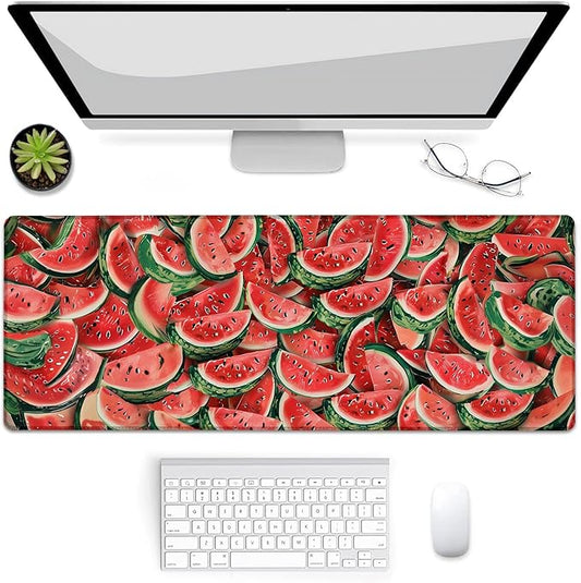 Watermelon Pattern Gaming Mouse Pad, Mouse Pad, Desk Mat, Non-Slip Rubber Base MousePads for Computers Laptop Office School Home Accessories Decor Gifts 31.5" x 11.8"