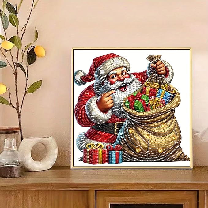 Tontut Diamond Painting Kits for Adult Beginners, Quirky Father Christmas 5D Special Diamond DIY Crystal Rhinestone Crafts for Christmas Home Wall Decoration