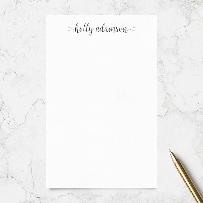 Personalized Notepad Stationery with Name in Lowercase Font, Available in 4 Sizes, Lined or Unlined in Choice of Colors, Note Pad Memo To Do List Pad (Font Style #3)