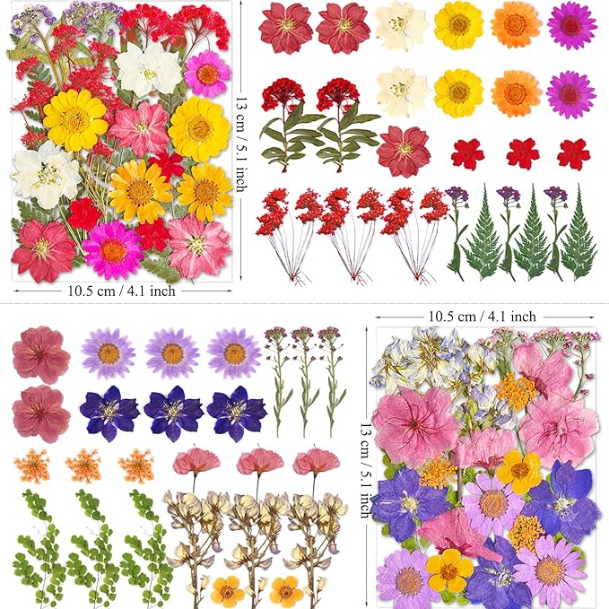 101Pcs Pressed Dried Flowers for Resin Molds, Real Natural Bulk Dry Floral Leave for DIY Art Crafts, Epoxy Jewelry, Candle, Soap Making, Nails Decors