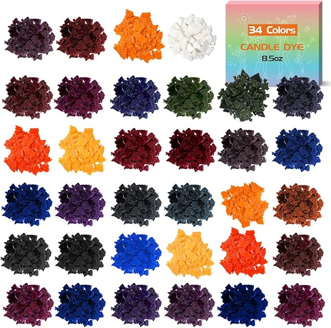 YRYM HT Candle Color Dye for Soy Wax, Safe and Natural- 34 Popular Colors for Candle Making - 8.5oz