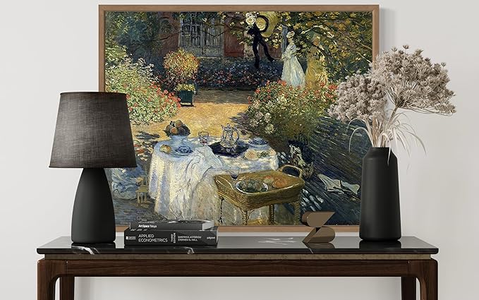 The Luncheon Claude Monet Wall Art Print Poster, Impressionist Painting Wall Art Wall Decor, for Bedroom and Living room Bathroom Decor 115 (The Luncheon, 16 x 20 inches, Wood Frame)