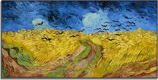 Vincent Van Gogh Wheat Field With Crows Poster Natural Wilderness Landscape Poster Multi-Color Colorful Fine Art Oil Painting Master Painting Printing Room Aesthetic Wall Decorate 16x32in/40x80cm