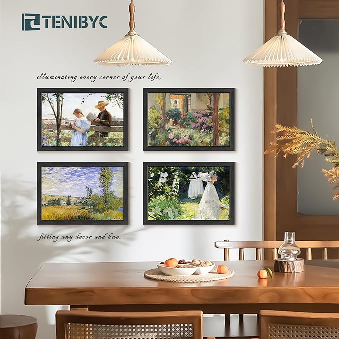 Picture Frame 4 Pack - Solid Wood Poster Photo Frame - Woodgrain Series - Room, Office, Gallery, Studio Display - Wall Hanging