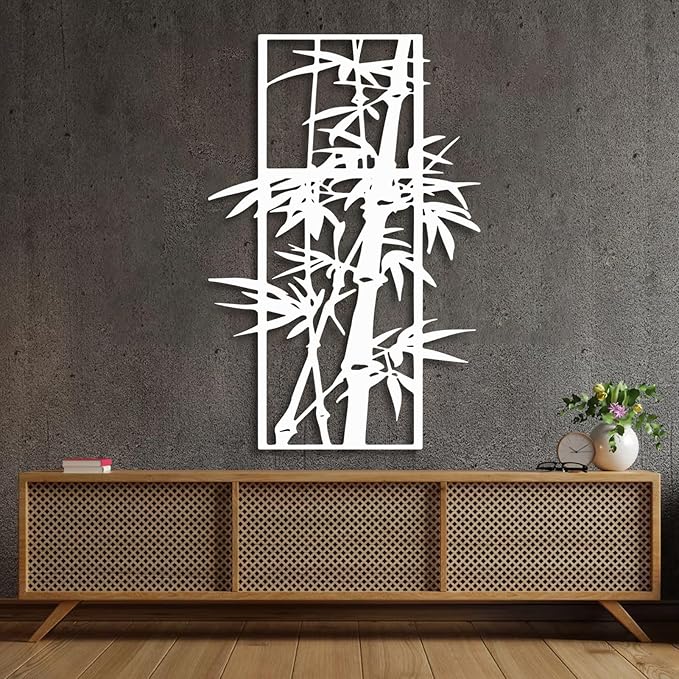 Aportif Metal Bamboo Wall Art, Bamboo Plants Decor, Vertical Modern Metal Wall Art, Nature Artwork, Chinese Decorations, House Warming Gifts New Home, Living Room Decor(Gold, 35 x 23 in | 90 x 59cm)