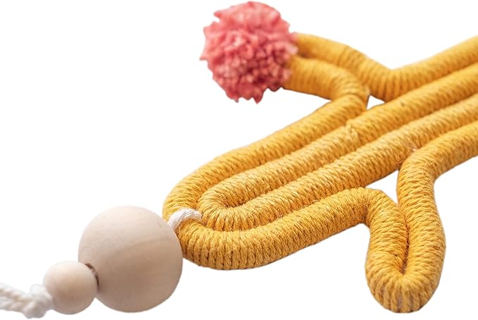 Mila Millie 2 Pack Cactus Macrame Wall Hanging | Handmade Woven Tassel Ornament for Home or Nursery Baby Kids Room Decor | Boho Nordic Scandinavian Style (Mustard Yellow Pink)