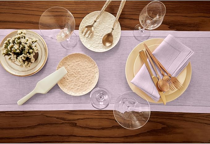 Solino Home Linen Table Runner 72 Inches Long - Milan Hemstitch 100% Pure Linen Bubblegum Pink Dining Table Runner 14 x 72 Inch for Valentines, Spring, Easter