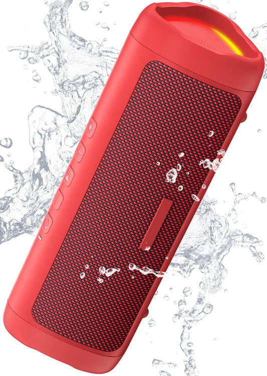 Bluetooth Speaker with HD Sound, Portable Wireless, IPX5 Waterproof, Up to 20H Playtime, TWS Pairing, BT5.3, for Home/Party/Outdoor/Beach, Electronic Gadgets, Birthday Gift (Red)