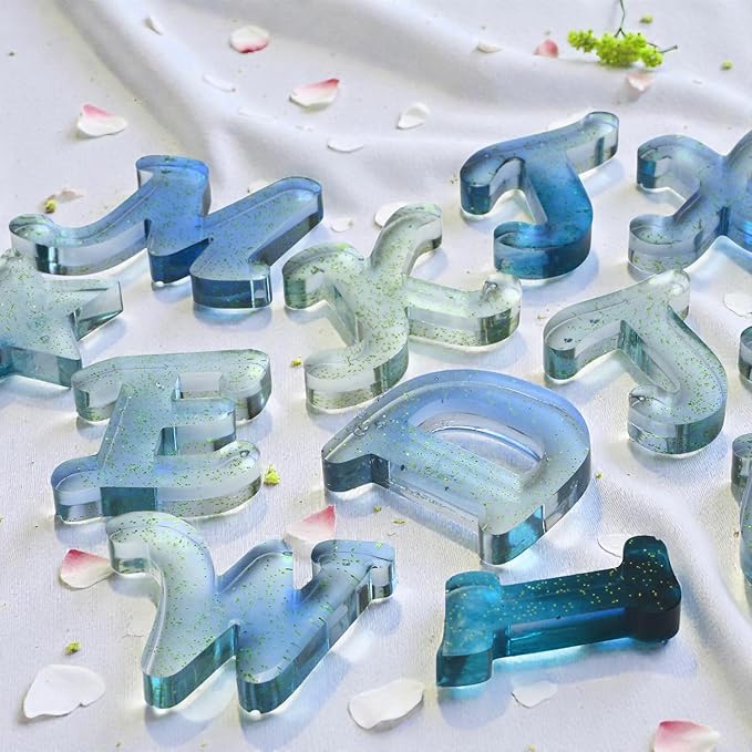 Obverse Alphabet Resin Mold 167Pcs Set – Reversed Letter Silicone DIY Epoxy Casting Kit for Making Ornament Keychain & Pendant Jewelry