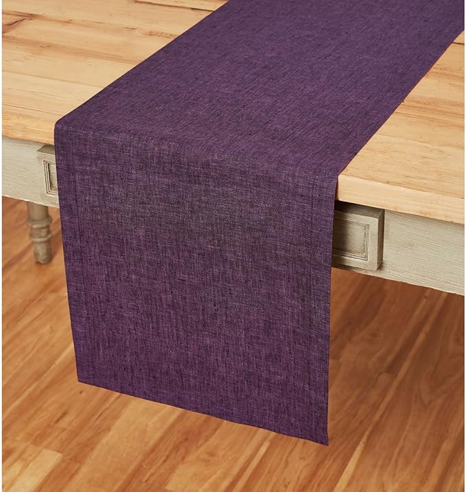 Solino Home Linen Small Table Runner 60 Inches - Athena, 100% Pure Linen Grape Table Runner 14 x 60 Inch Ideal for Dresser and Coffee Tables - Winter, Spring, Easter, Valentines