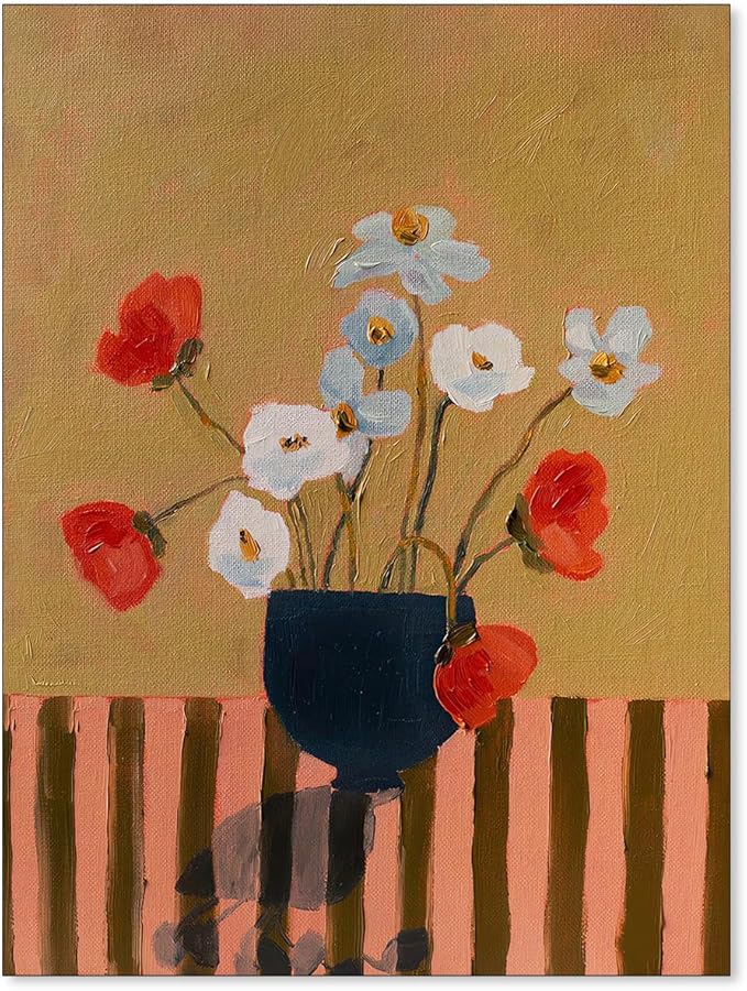 Spring Antique Flower Oil Painting Poster French Country Botanical Canvas Wall Art Antique Cottagecore Art Prints for Bedroom Kitchen Farmhouse Wall Decor 12X16 inch Unframed