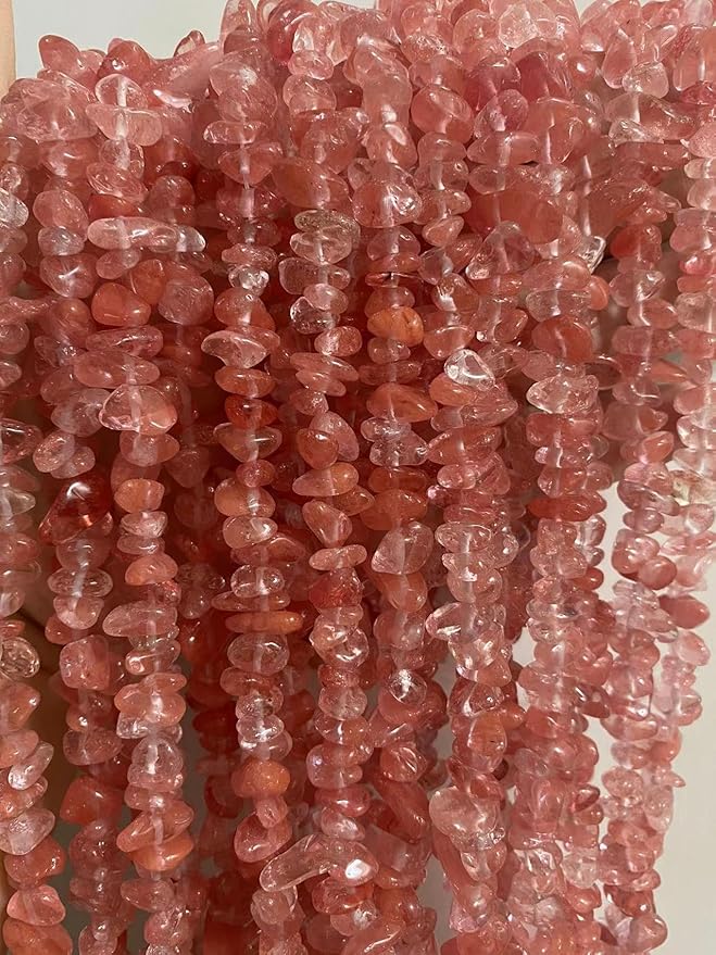 Gemstone Chips Natural Cherry Quartz 3-5mm Healing Crystals Waist Bracelets Necklace Kit Irregular Stone DIY Crafts Design Jewelry Making Approxi 32 inch