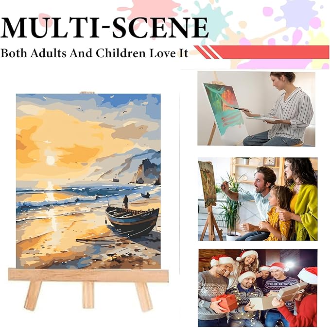 Painting by Numbers Kit for Adults Beginner,Sunset Seascape Color by Numbers for Adults,Boat Adult Paint by Number Kits on Canvas,Paint by Numbers Easy Oil Painting for Home Wall Decor 15.7X19.7 Inch