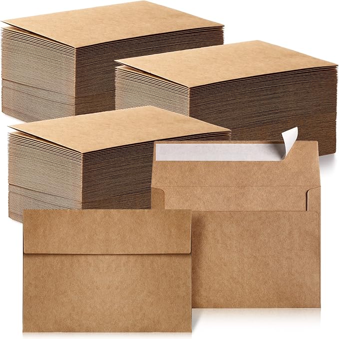 Fainne 800 Pack Brown Envelopes Bulk, Kraft Envelopes for Invitation, 120 GSM Gift Card for Office, Gift, Party, Baby Shower, Wedding (A7,5.25 x 7.25")