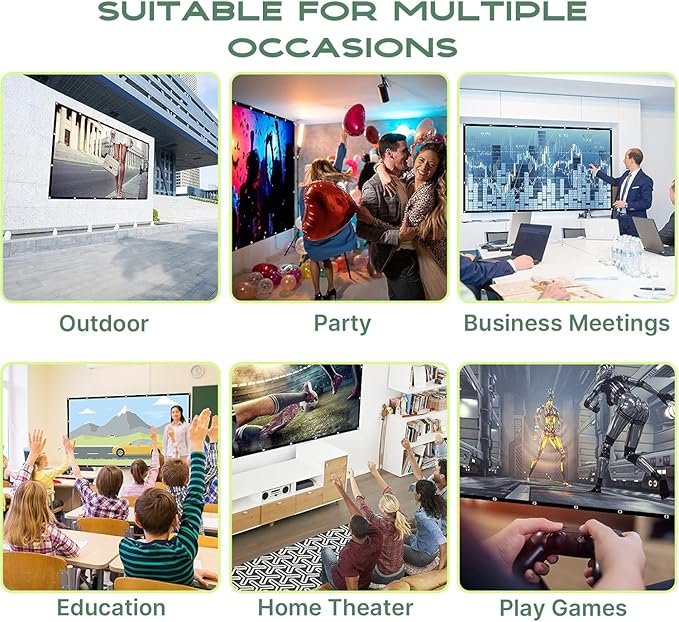 AAJK Projector Screen 120 inch, Washable Projector Screen 16:9 Foldable Anti-Crease Portable Projector Movies Screen for Home Theater Outdoor Indoor Support Double Sided Projection