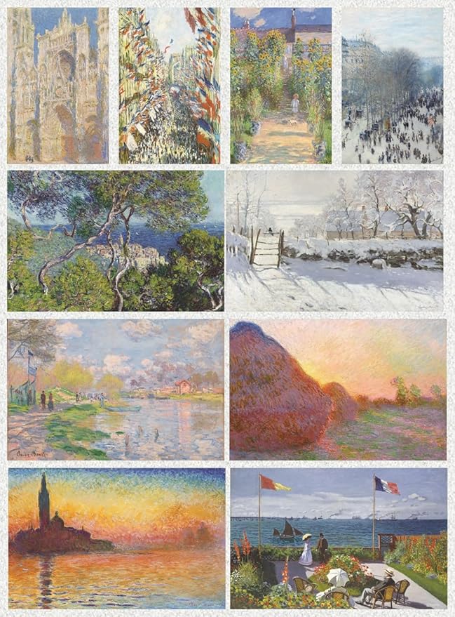 MINI ZOZI Claude Monet Famous Art Prints And Posters 20PCS 11X17 Paintings Fine Art Impressionist Renaissance Aesthetic Romanticism Big Poster Wall Painting Classroom Room Decor Classical Artist Artwork Pack