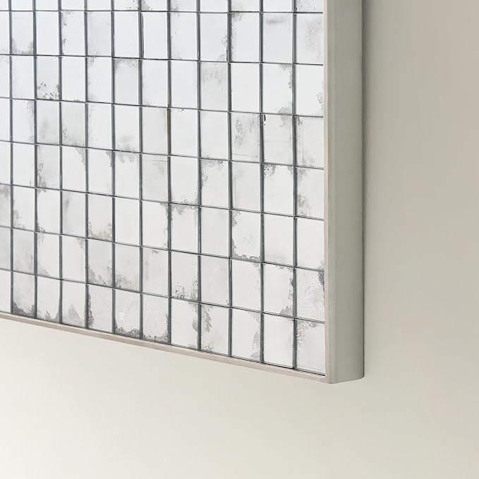 Z Gallerie Futuro Wall Mirror Geometric Grid Frame Vintage White Black